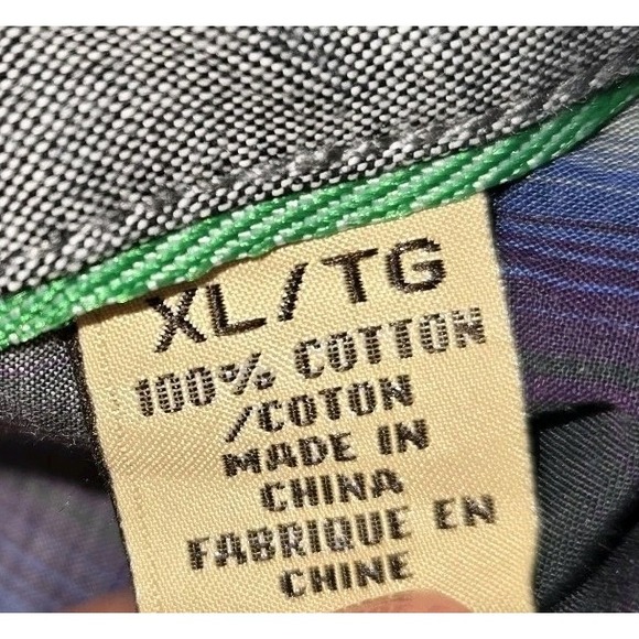 Tommy Bahama Jeans Mens Plaid Purple Black Button Up Long Sleeved Shirt XL Work - Picture 9 of 9